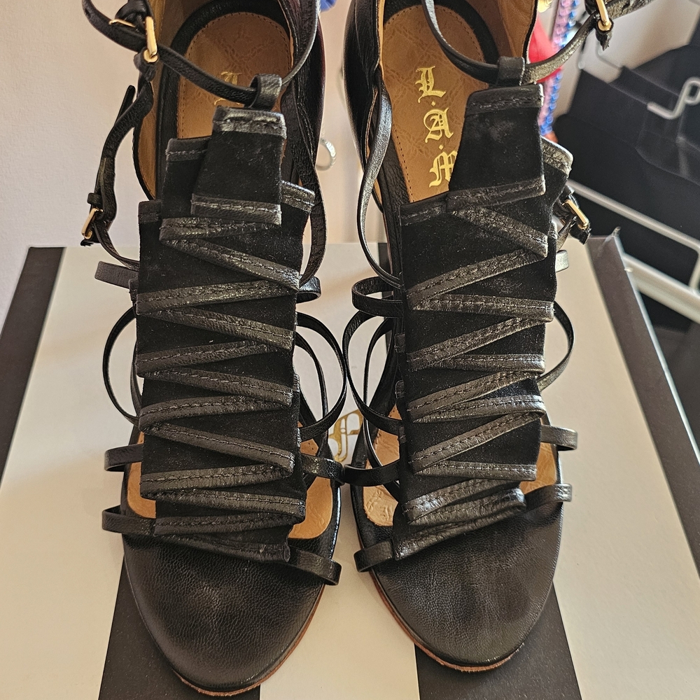 L.A.M.B. Black Strappy Heels